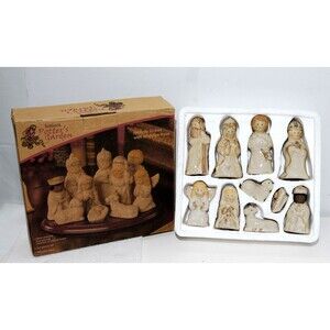 Kirkland's Potters Garden Christmas 10 Piece Nativity Scene With Wooden Base